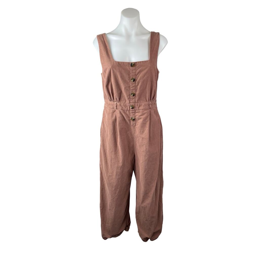 American Eagle Corduroy Square Neck Sleeveless Button Overall Jumpsuit Romper M